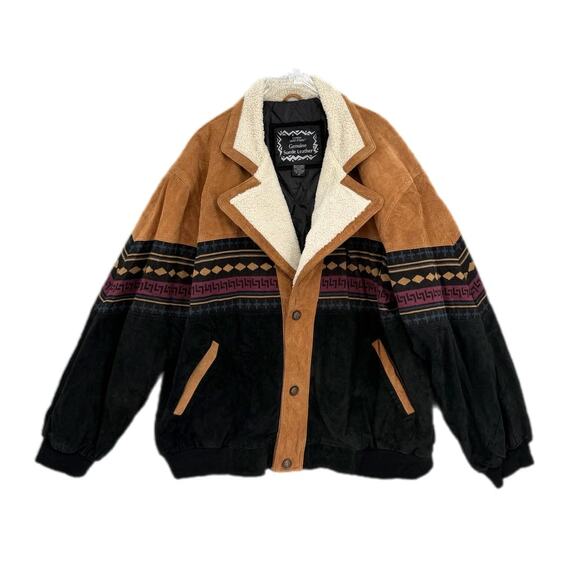 Vintage Other - Casual Outfitters Unisex Vintage 90s Suede Leather Southwestern Aztec Jacket